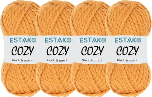 Miniatura 40 de Estako Cozy Thick & Quick Yarn - Hilo acogedor grueso y rápido, 20% lana, 80% acrílico, suave, súper voluminoso, peso #6, para tejer y hacer 50187