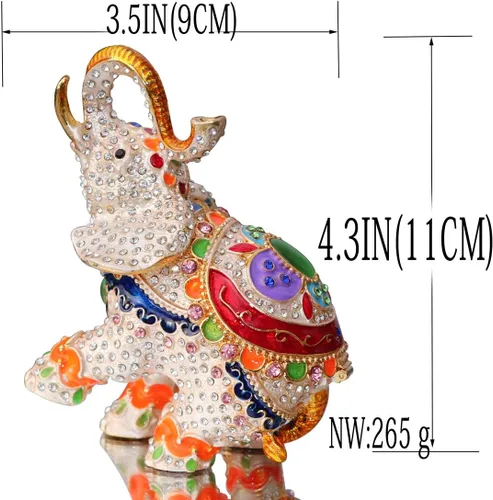 Miniatura 2 de WaltzF - Figura decorativa decorativa de elefante grande con bisagras pintadas a mano