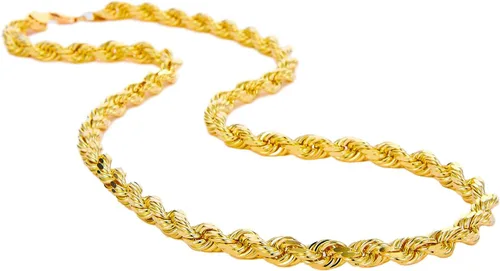 Miniatura 8 de Collar de cadena de cuerda de corte de diamante de 14 quilates con corte de diamante macizo de 0.157 in, 0.118 in, 0.098 in, 0.079 in, 0.059 in