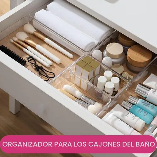 Miniatura 4 de Criusia Paquete de 16 Contenedores Organizadores de Cajón de Plástico Transparente Grandes - 5 Tamaños Organizadores de Baño y Tocador de Acrílico