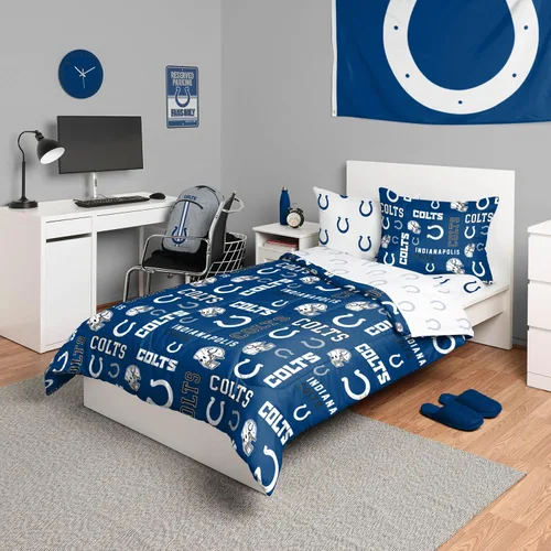 Miniatura 17 de FOCO Juego de ropa de cama unisex para adultos con logotipo del equipo de la NFL, sábanas y fundas de almohada, juego de ropa de cama de 5 piezas