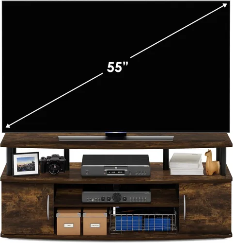 Miniatura 3 de Furinno - Soporte para centro de entretenimiento, para televisor de hasta 55 pulgadas, pino ámbar/negro