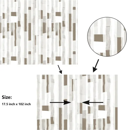 Miniatura 8 de Papel tapiz geométrico, color beige, marrón y blanco, papel tapiz para despegar y pegar, papel de contacto con rayas geométricas, papel de pared