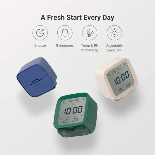 Miniatura 2 de qingping Reloj despertador digital Bluetooth inteligente con múltiples alarmas, funciona con pilas, pequeño reloj despertador con pantalla