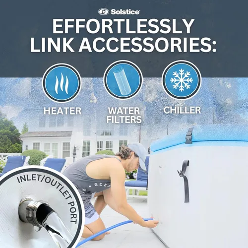 Miniatura 4 de SOLSTICE Bañera fría para 1-2 personas, bañera inflable con tapa aislada, capacidad de 100 galones, incluye bomba, interior espacioso de 30 pulgadas