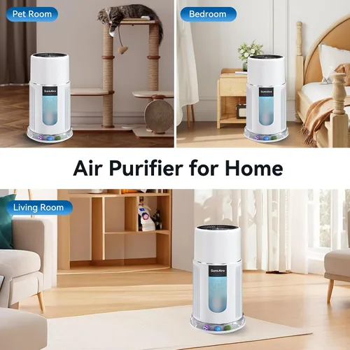 Miniatura 9 de Purificadores de aire para mascotas con filtro HEPA, purificador de aire para el hogar con prefiltro reemplazable para pelo de mascotas, salida