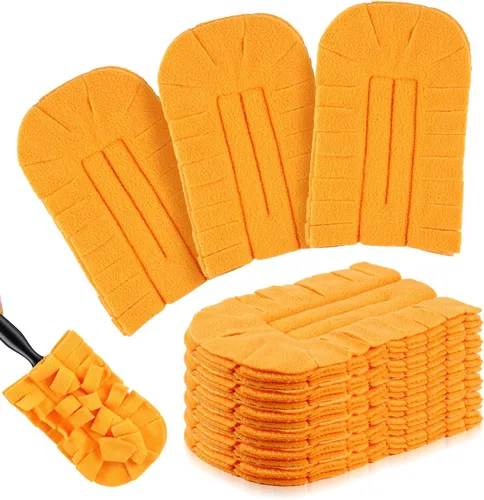 Miniatura 19 de Zubebe 12 piezas de repuesto de plumero de forro polar reutilizables, plumeros planos de plumas, almohadillas de limpieza lavables para múltiples