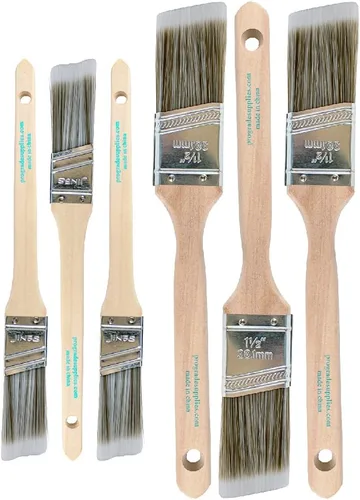 Vermeer Paquete de 6 pinceles angulares en varios tamaños para todo látex y pinturas al óleo y manchas, mejoras para el hogar, uso interior y