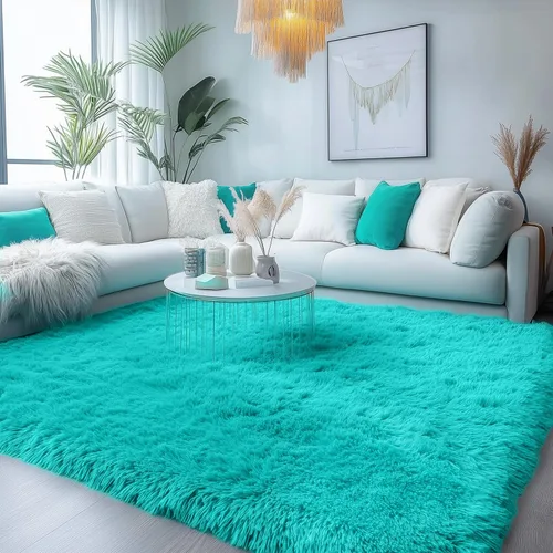 Miniatura 49 de PAGISOFE Alfombras esponjosas de dormitorio de 4 x 6 pies, color negro, alfombra moderna para sala de estar, alfombra lanuda para interiores