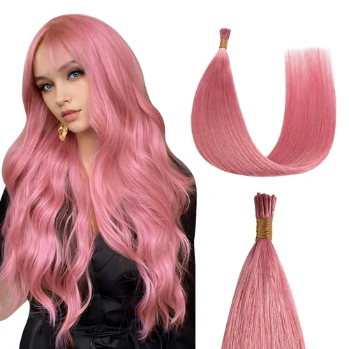 Miniatura 19 de Sunya Extensiones de cabello humano con punta en I Tip, 1.76 oz, 50 mechones por paquete, extensiones de cabello con queratina previamente unidas