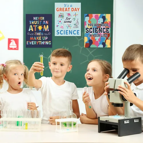 Miniatura 4 de Zonon Juego de 10 carteles de decoración de aula de ciencias para profesores, científicos, tablón de anuncios, pósteres de laboratorio de ciencias