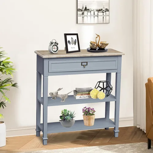 Miniatura 4 de KINTNESS Mesa consola de pasillo, mesa de entrada estrecha con almacenamiento para sala de estar, pasillo, vestíbulo, color gris