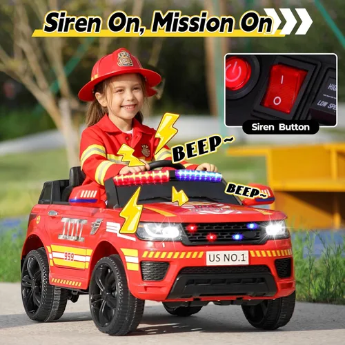 Miniatura 2 de TOBBI Camión de Bomberos de Juguete Montable 12V Motor de Bomberos Camiones de Bomberos Gigantes Bombero Carro Montable con Control Remoto, Llamada