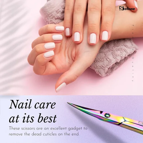 Miniatura 6 de Tijeras de aseo profesional para cejas, pequeñas tijeras curvadas de acero inoxidable para manicura y belleza para mujeres
