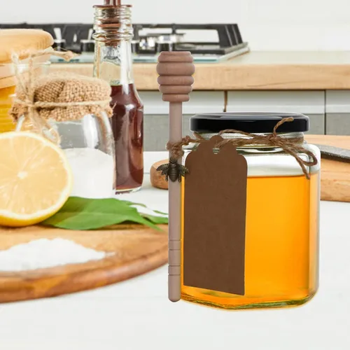 Miniatura 6 de Paquete de 12 tarros de miel de vidrio de 12 onzas con tapas, tarros hexagonales transparentes con tapas negras, tarros de almacenamiento de miel +