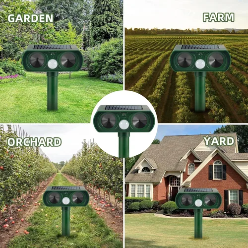 Miniatura 6 de Repelente de gatos mejorado para exteriores, repelente solar ultrasónico de animales, repelente de ciervos y ardillas, con sensor de movimiento