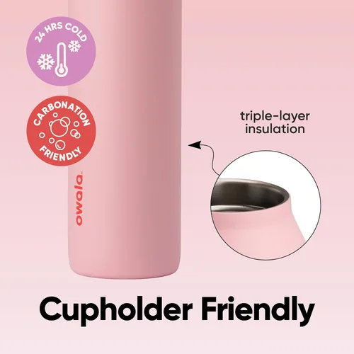 Miniatura 4 de Botella de agua aislada con tapa Twist de acero inoxidable Owala FreeSip con pajita para deportes y viajes, sin BPA, 24 onzas, Angel Food Cake