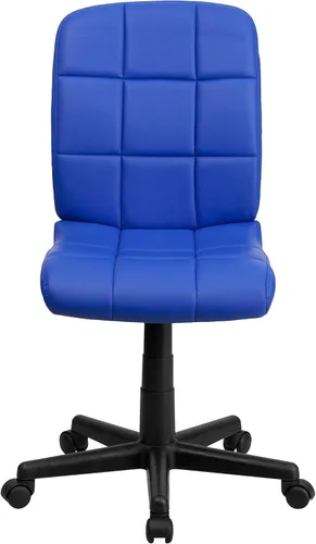 Miniatura 7 de Flash Furniture - Silla giratoria de respaldo medio de vinilo, acolchada, color negro Azul