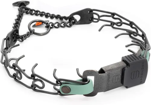 Miniatura 11 de Collar para Perro Herm Sprenger de Acero Inoxidable Negro con Hebilla de Liberación Rápida ClicLock y Inserción de Biothane Collar de Entrenamiento