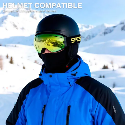 Miniatura 2 de SPOSUNE Gafas de esquí sobre lentes, gafas de nieve para hombres, mujeres, jóvenes, snowboard, esquí, gafas de nieve antivaho UV400 Sg-003-dorado