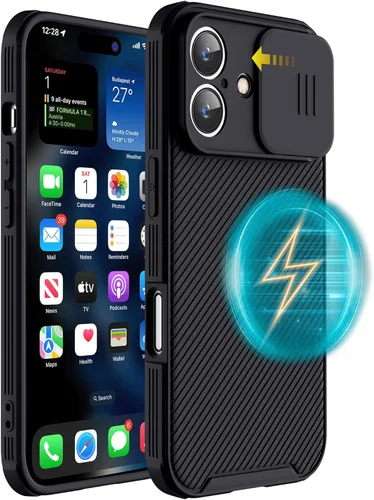 Miniatura 14 de Funda magnética para iPhone 16 Pro Max, funda protectora de cámara para iPhone 16 Pro Max [compatible con carga MagSafe] con cubierta deslizante