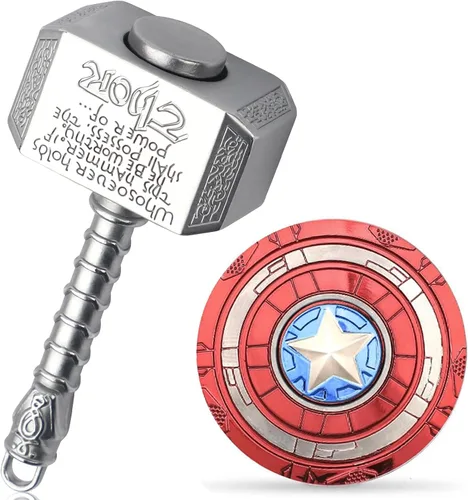 Mini martillo Fidget Spinners de metal con estrella Fidget Spinner de dedo, Fidget Keychian Chain Ring Cool Gadget Spinning Top Toy Focus Fingertip