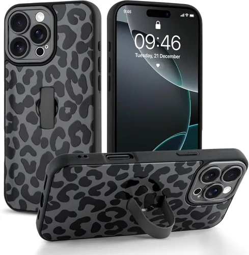 Miniatura 36 de Funda compatible con iPhone 17 Pro Max con correa de mano para los dedos, funda de teléfono con estampado de leopardo y guepardo para mujeres