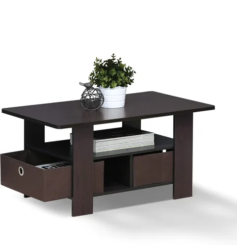 Miniatura 10 de Furinno - Mesa de centro con cajones, marrón oscuro/negro