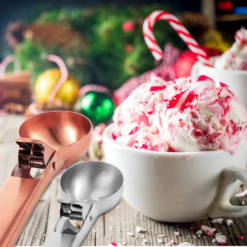 Miniatura 6 de Skylety 3 cucharas de helado con gatillo de varios tamaños, cuchara de acero inoxidable para galletas de yogur congelado, gelatos, helados, helados