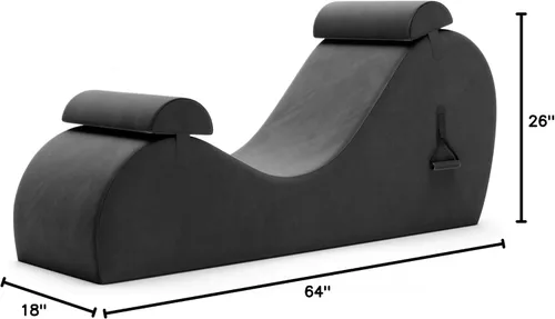 Miniatura 3 de Avana Chakra Yoga Chaise - 2 reposacabezas ajustables y asas con correas ajustables, micro terciopelo/microbucle, negro y gris