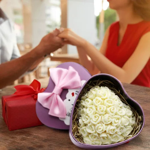 Miniatura 4 de OBTANIM Molde de Silicona 3D de Flor Rosa Forma de Corazón de Amor Fondant Jabón Pastel Molde para Chocolate Boda San Valentín