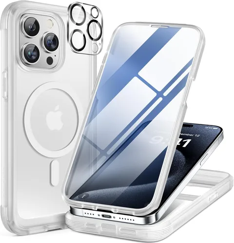 Miniatura 209 de Miracase Funda para iPhone 13 de 6.1 pulgadas, [sin burbujas] funda de teléfono de cuerpo completo con pantalla de vidrio completa integrada, sin