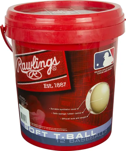Miniatura 3 de Rawlings T-Balls oficiales TVB Juvenil/6u Cubo 12 unidades Núcleo de goma esponja Interior / exterior blanco