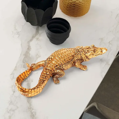 Miniatura 4 de HAUCOZE Estatua de animal de cocodrilo, estatua moderna para decoración del hogar, centro de mesa, regalo para sala de estar, comedor, dormitorio