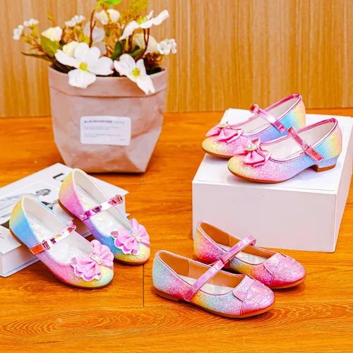 Miniatura 2 de Furdeour Girls Dress Shoes Mary Jane Flower Wedding Party Bridesmaids Shoes Glitter Princess Ballet Flats for Kid Toddler