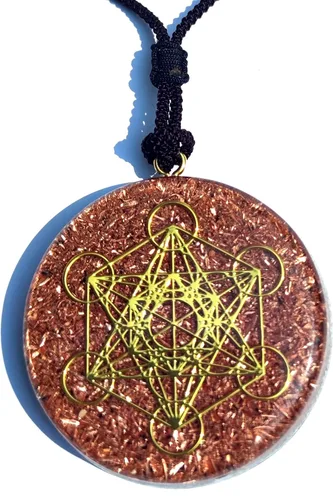 Miniatura 5 de Collar con Colgante Reversible de Orgón de Geometría Sagrada GRANDE 2.25 pulgadas 10.7cm