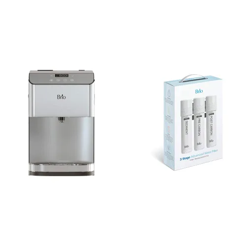 CLCTPOU720UVF3 Brio Moderna Dispensador de agua autolimpiante para encimera sin botella con filtro de agua de 3 etapas y kit de instalación,
