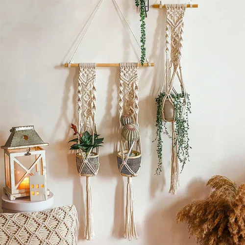 Miniatura 6 de Tenn Well Cordón de macramé de 0.197 in, cuerda de algodón trenzada de 165 pies para colgar plantas de macramé, para colgar en la pared, cuerdas