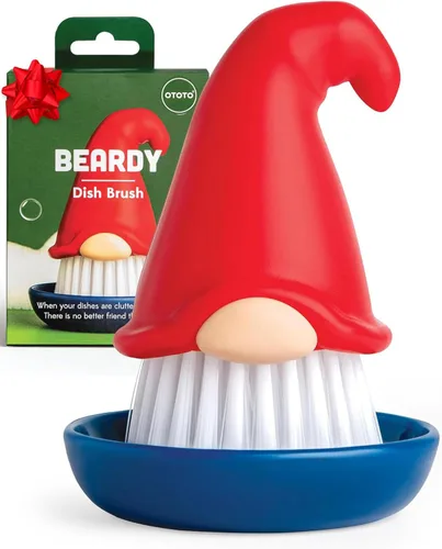 - OTOTO Barbudo (Beardy), Cepillo para lavar los platos y verduras de gnomo, regalos extravagantes, accesorios bonitos y divertidos de cocina,