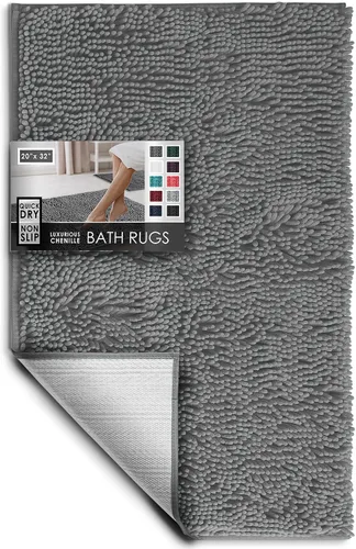 Miniatura 91 de Hearth & Harbor Alfombras de baño, tapete de baño de chenilla - Alfombras de baño lavables a máquina para baño con respaldo antideslizante de goma