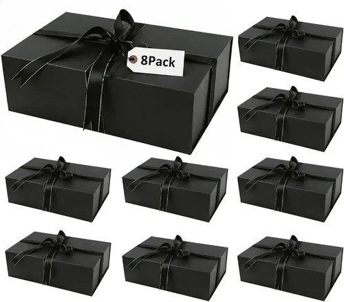 Miniatura 9 de YINUOYOUJIA Caja de regalo grande de color negro de 14 x 9 x 4.5 pulgadas, cajas de regalo con tapa de cierre magnético, cinta y tarjeta, caja