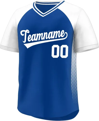 Miniatura 20 de Camiseta de béisbol personalizada con cuello en V para hombres, mujeres y jóvenes, camisetas de béisbol personalizadas con costuras o estampadas