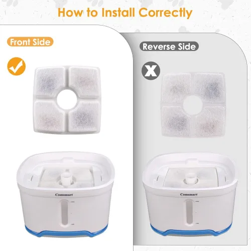 Miniatura 5 de Comsmart Juego de filtros de fuente para mascotas, 3 filtros de fuente de agua de repuesto para gatos con sistema de filtración triple para fuente