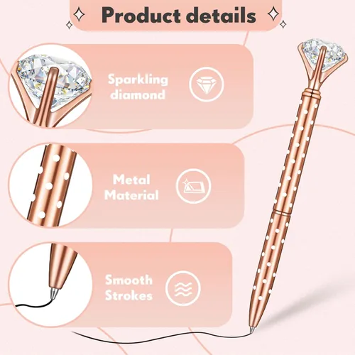Miniatura 2 de Yexiya 48 bolígrafos de diamantes a granel, regalos de despedida de soltera para invitados, bolígrafo de cristal dorado rosa, bolígrafos brillantes