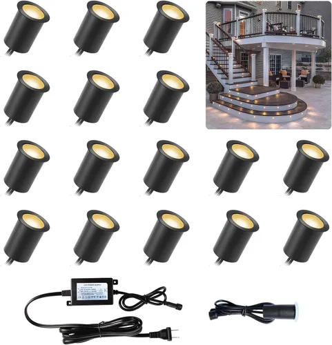 Miniatura 9 de Luces LED para terraza al aire libre con fotocélula blanca cálida Φ1.18 pulgadas, bajo voltaje, 12 V CC, IP67, impermeable, eléctrica, con cable