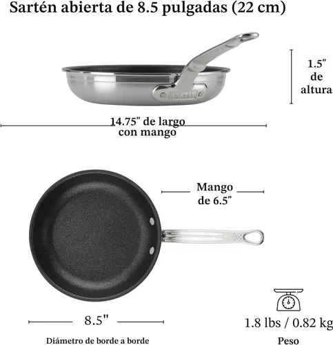 Miniatura 2 de Hestan ProBond TITUM forjado – Acero inoxidable revestido profesional, antiadherente, sartén (8.5 pulgadas), compatible con inducción, fabricado sin