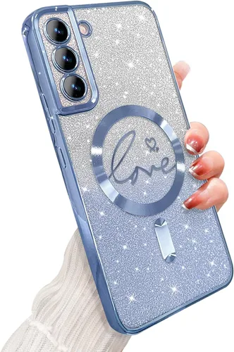 Miniatura 116 de ZONRW - Funda para Samsung Galaxy S22 Ultra magnética, para mujeres y niñas, cubierta trasera suave, lujosa, con corazón de amor, bling, degradado