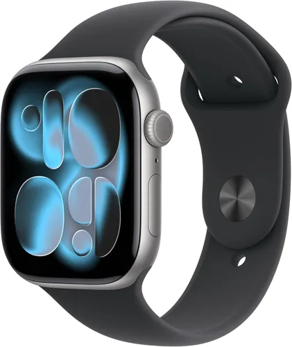 Miniatura 31 de Apple Reloj inteligente de la serie 11 [GPS de 1.654 in] con caja de aluminio plateado con correa deportiva de niebla morada - S/M. Puntuación