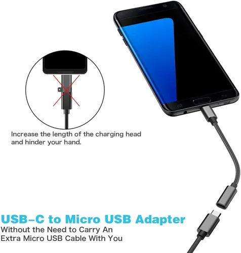 Miniatura 3 de Adaptador USB C a Micro USB, KUXIYAN (paquete de 2) Tipo C hembra a Micro USB Macho, conector de carga y sincronización compatible con Samsung
