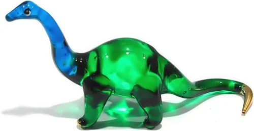 Mini arte de vidrio soplado hecho a mano de 2.5 pulgadas, figura jurásica de dinosaurio brontosaurio, cosas geniales, animales en miniatura,